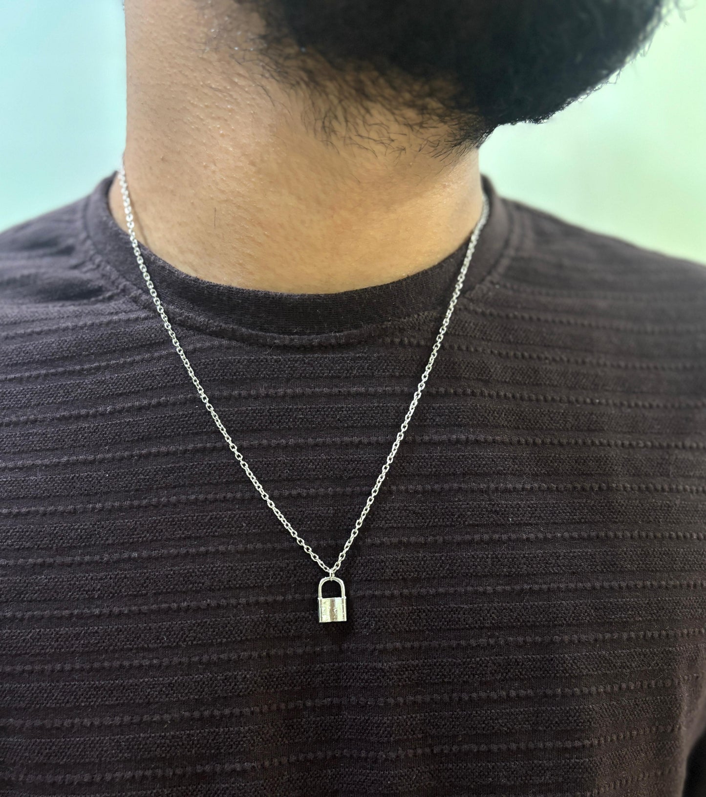 Men Mini Lock Chain Necklace