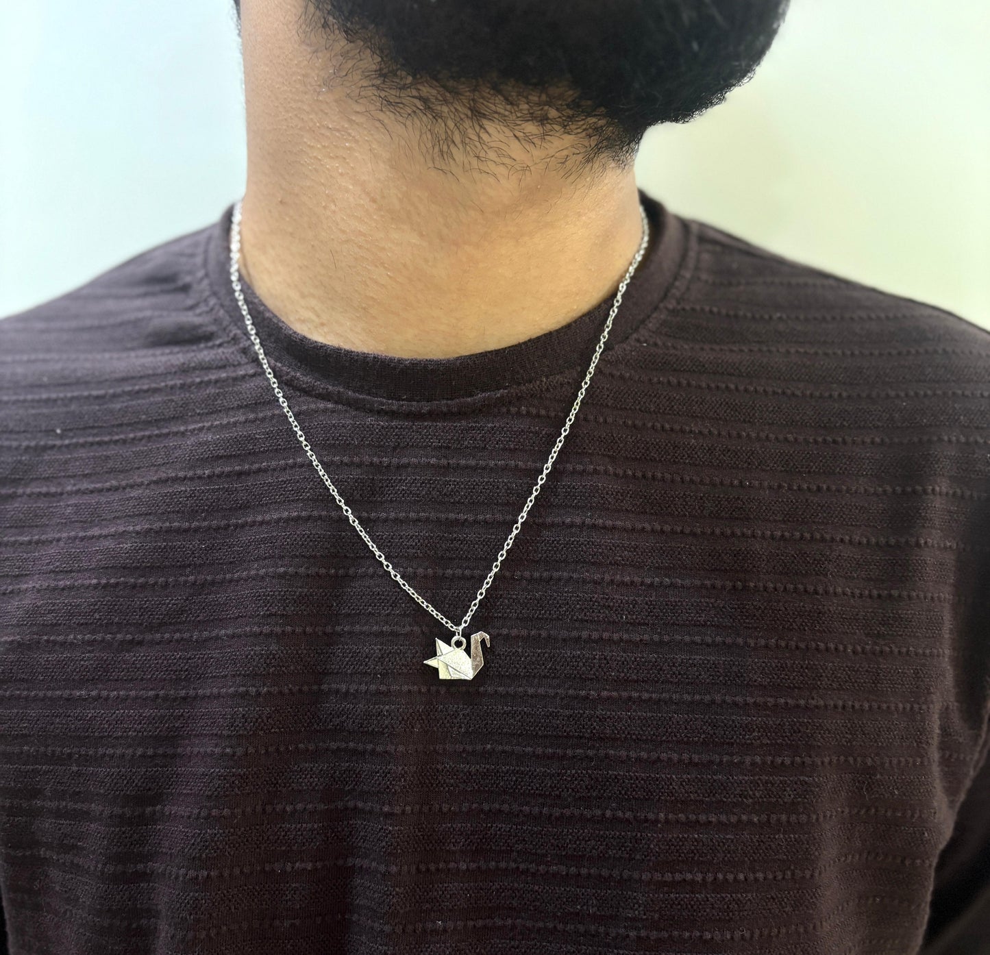 Men Origami Swam Chain Necklace