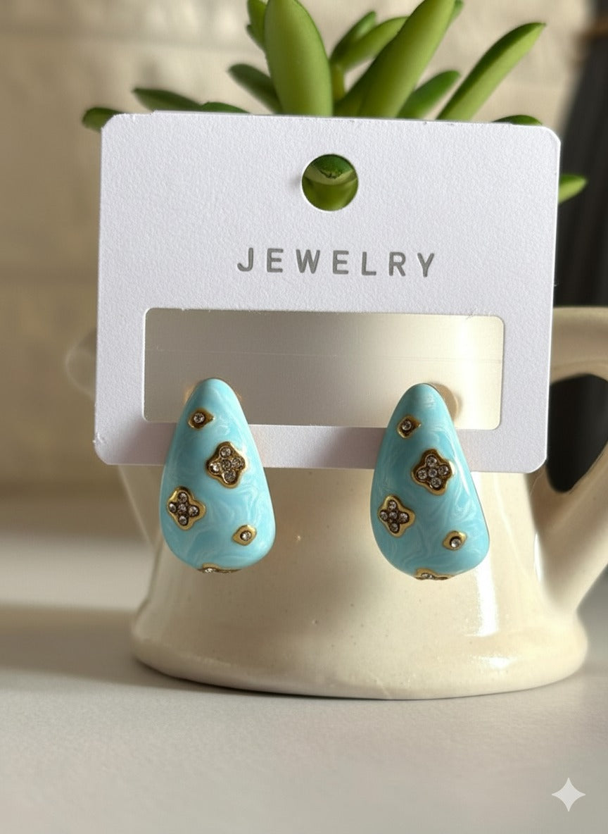 Women Enamel Diamond Studded Drop Earring - Nimé By Shop Trendys