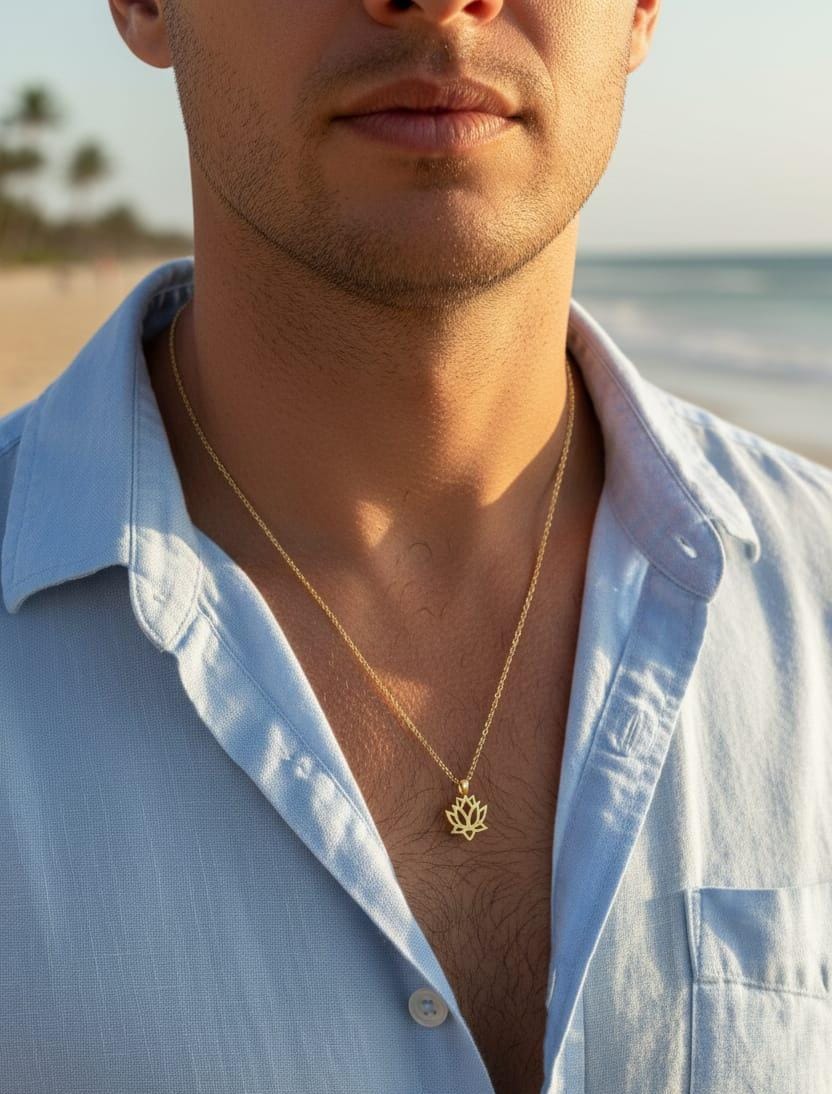Men Lotus Chain Necklace - Nimé By Shop Trendys