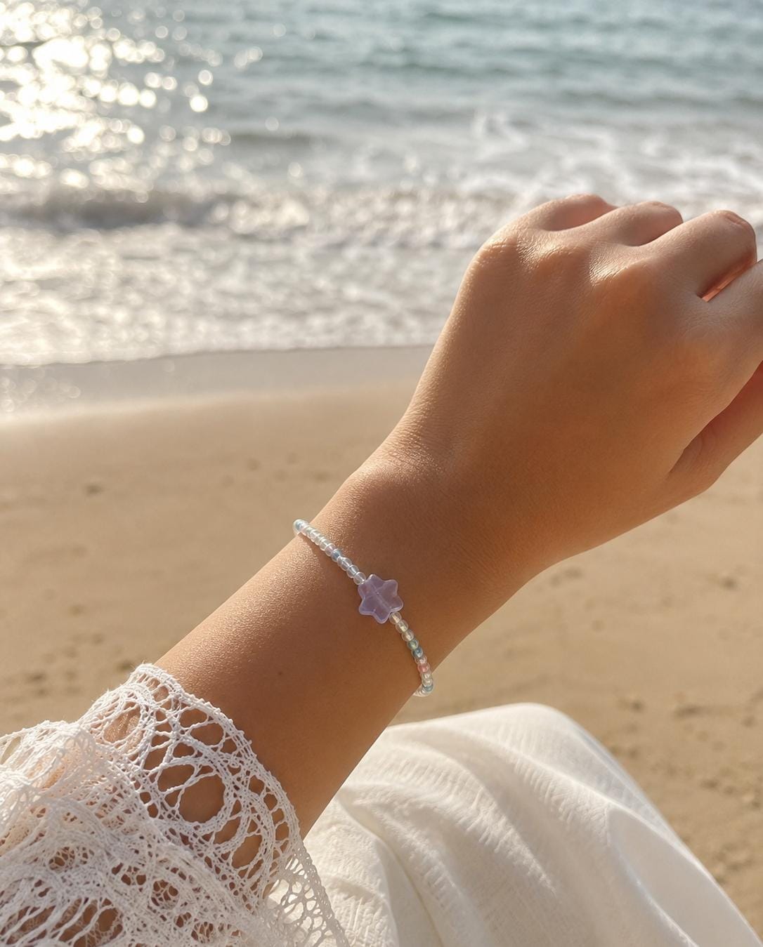 Lilac Star Pearl Bracelet