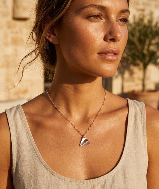 Women Origami Plane Dainty Necklace - Nimé By Shop Trendys