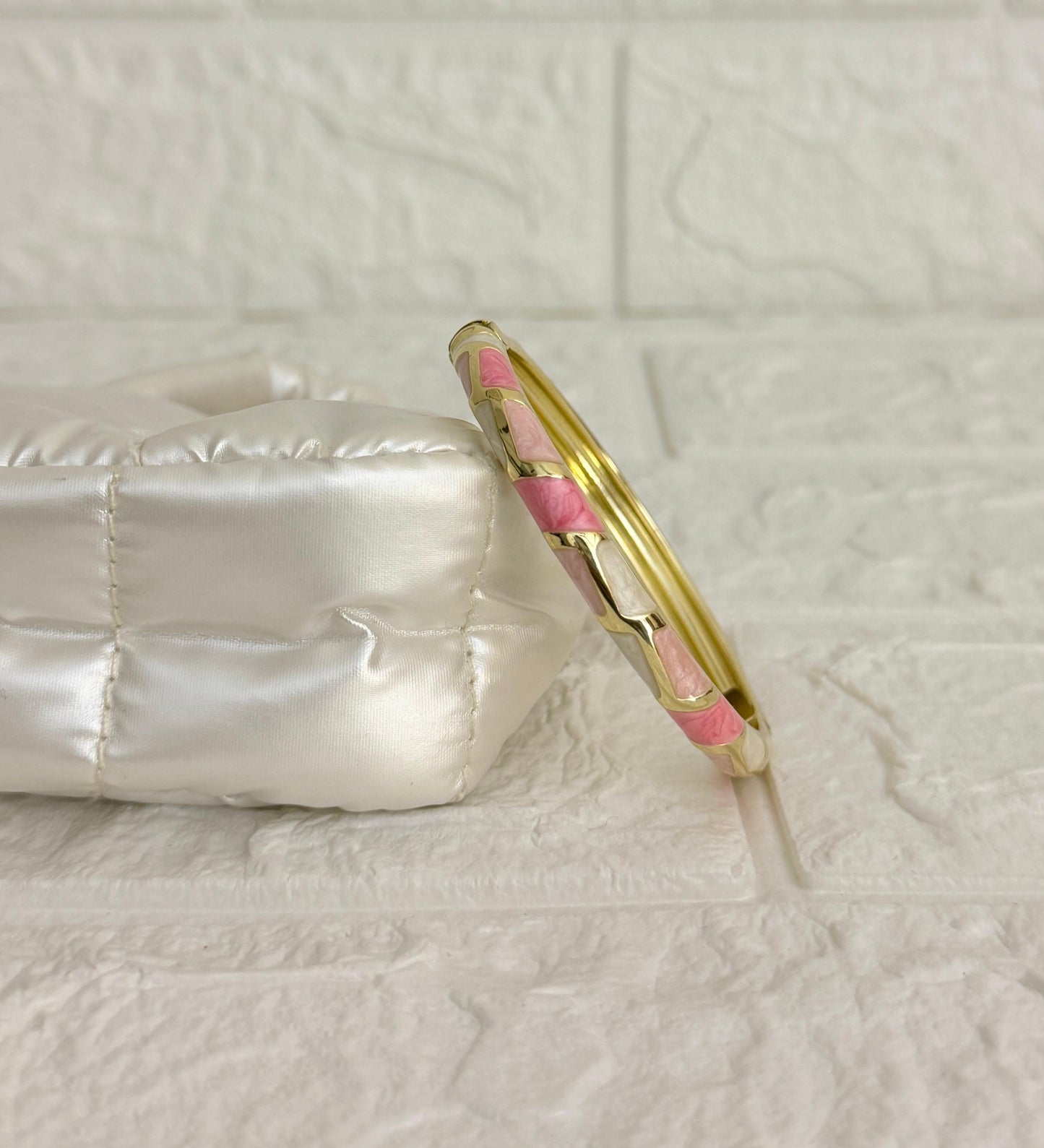 Mosaic Enamel Kada - Blush Pink