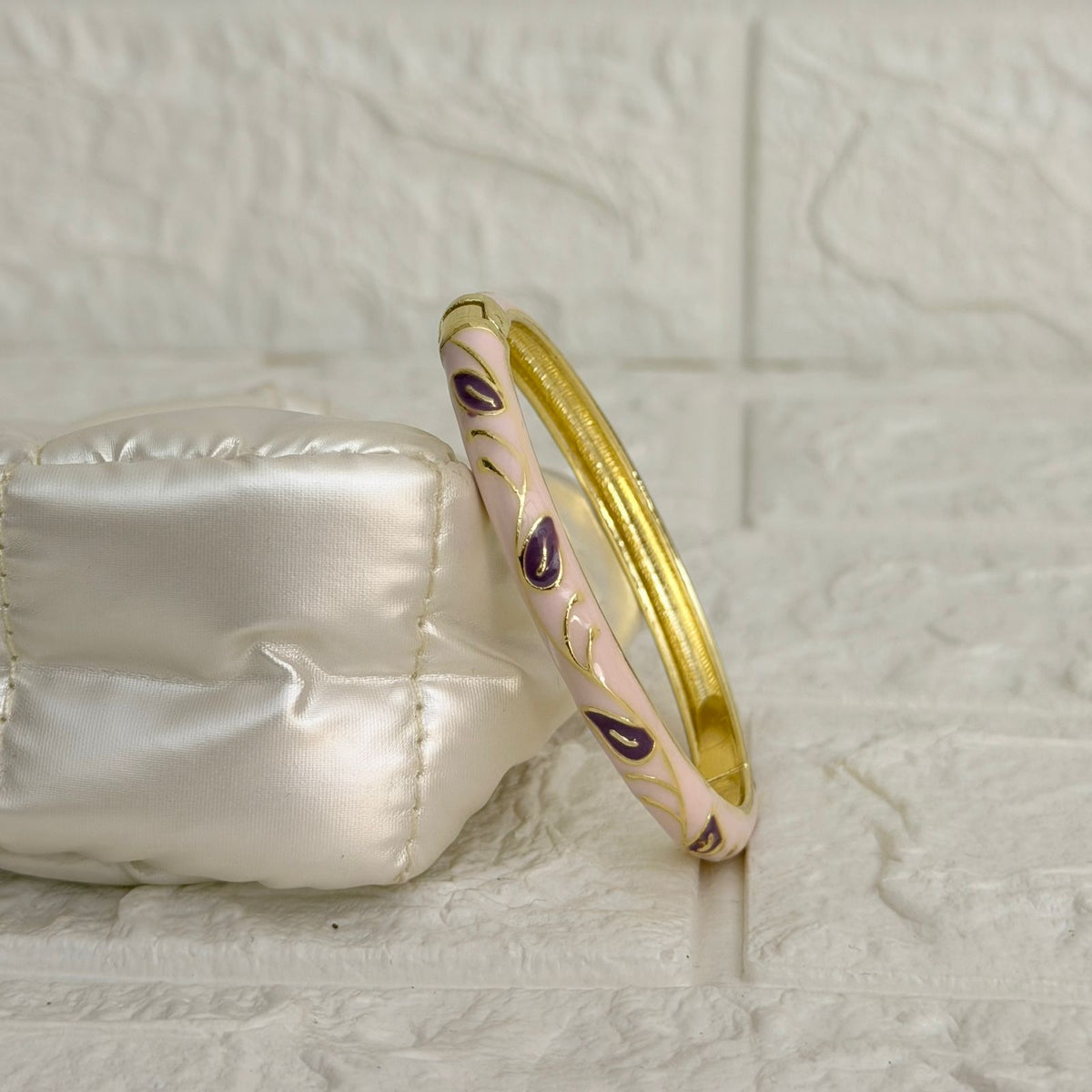 Paisley Vine Enamel Kada - Blush Purple