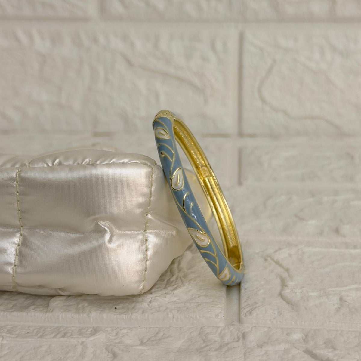 Paisley Vine Enamel Kada - Slate Blue