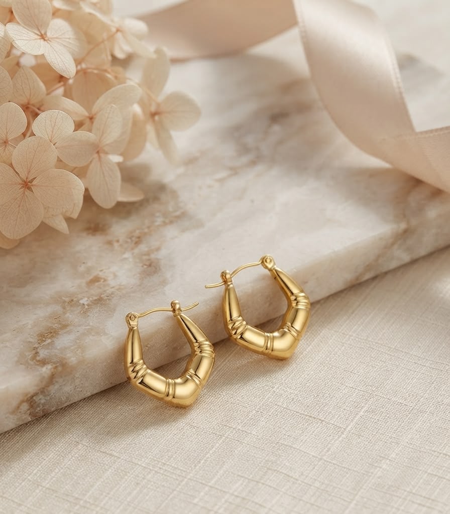 Women’s Bamboo Style anti-tarnish hoops