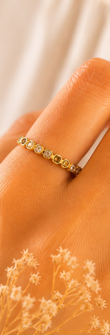 Women’s Multicolor Bezel Band anti-tarnish ring