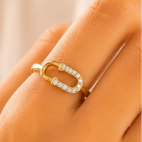 Women’s Oval Link Crystal anti-tarnish ring