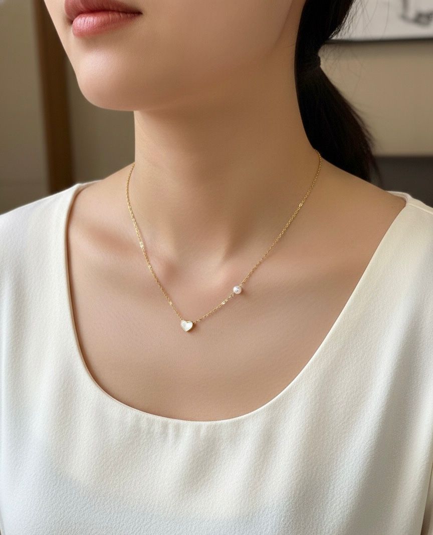 Women Heart Pearl Necklace (Anti Tarnish) - Nimé By Shop Trendys