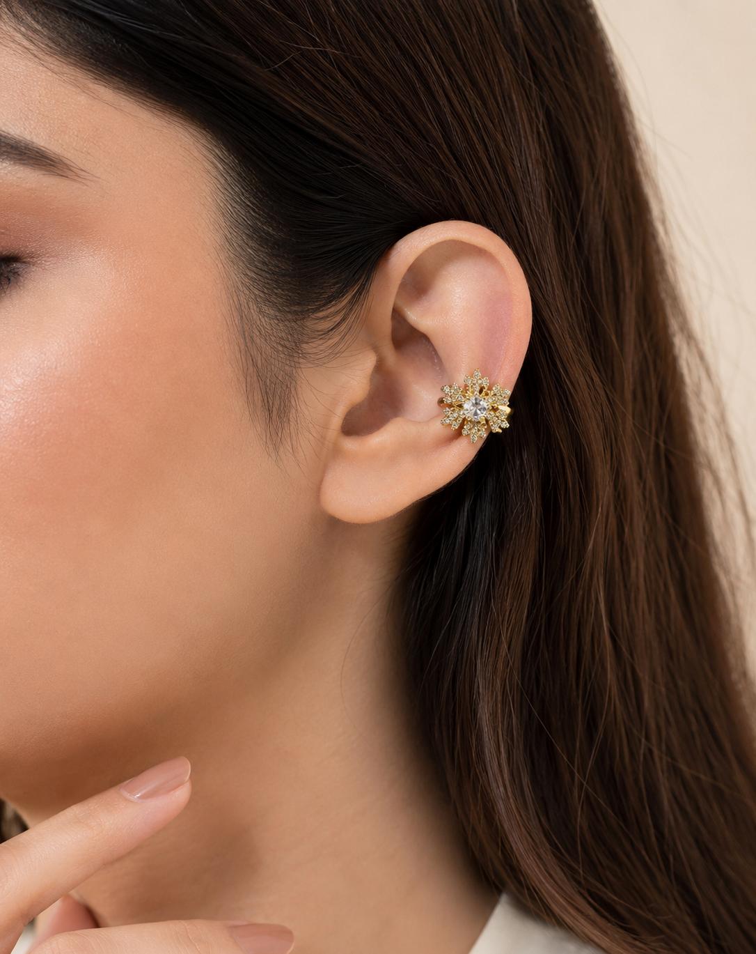 Women Golden Snow Flake Earcuff (Pressed) (Single Ear) - Nimé By Shop Trendys
