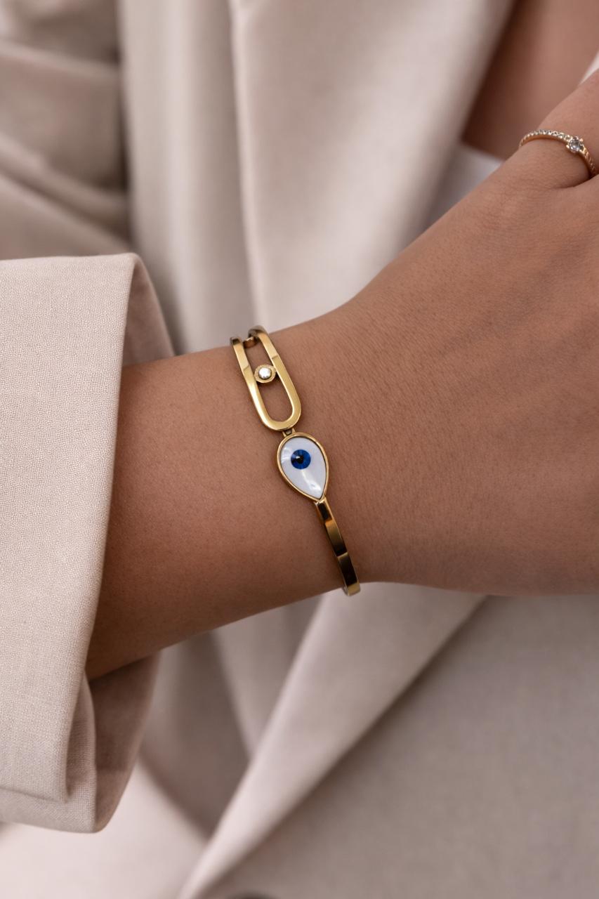 Women Golden Evil Eye Diamond Kada Bracelet (Anti Tarnish) - Nimé By Shop Trendys
