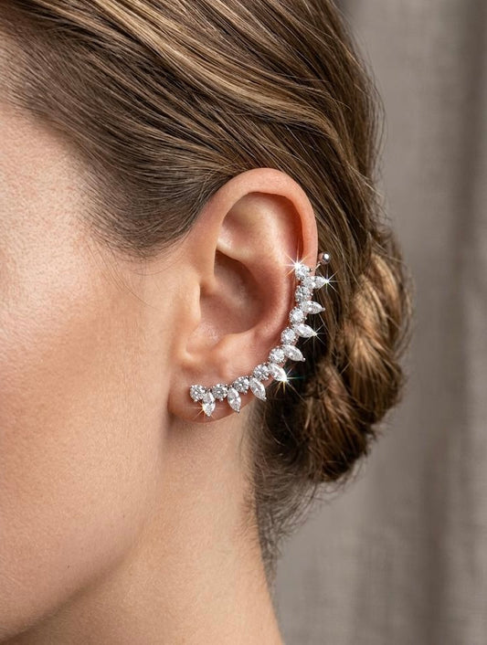 Women Silver Small Stone Earcuff (Single Ear) (Pressed) - Nimé By Shop Trendys