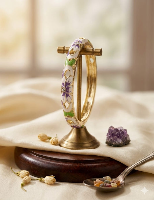 White Purple Flower Enamel Kada - Nimé By Shop Trendys