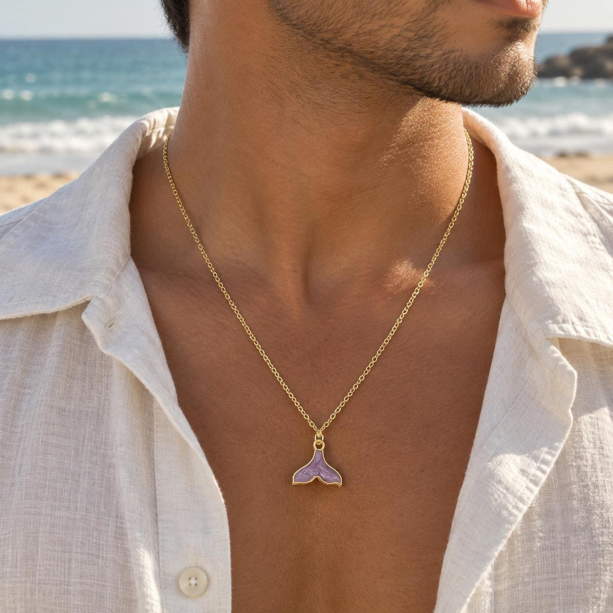 Men Purple Mermaid Tail Chain Necklace - Nimé By Shop Trendys
