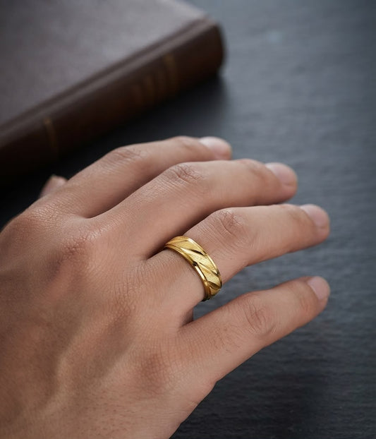 Men Golden Cross Design Ring