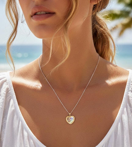 Women Heart Charm Glass Necklace (Anti Tarnish) - Nimé By Shop Trendys