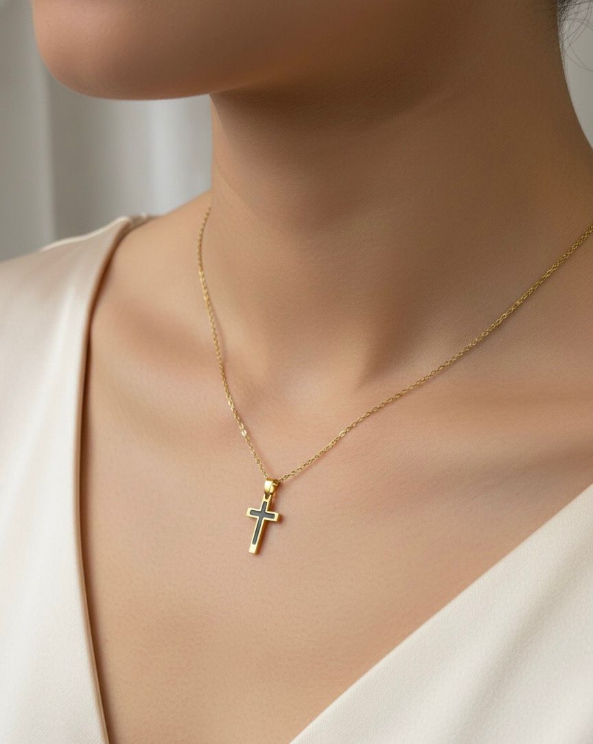 Women Black Cross Necklace (Anti Tarnish) - Nimé By Shop Trendys