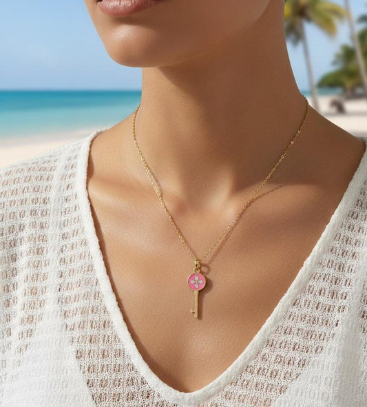 Women Enamel Key Necklace (Anti Tarnish) - Nimé By Shop Trendys