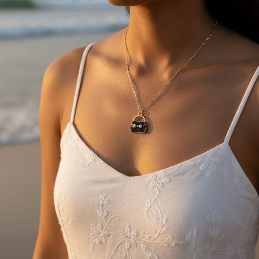 Black Purse Women Dainty Necklace - Nimé By Shop Trendys