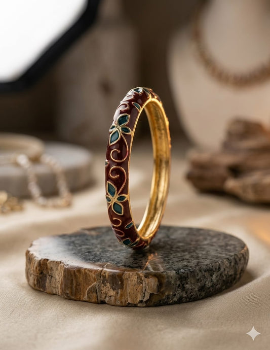 Brown Cute Flower Enamel Kada - Nimé By Shop Trendys