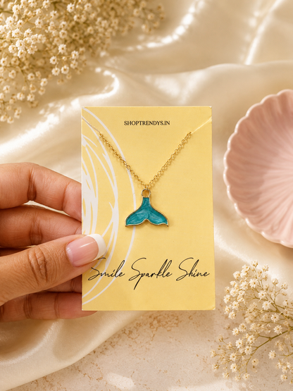 Women Golden Galaxy Mermaid Tail Dainty Necklace
