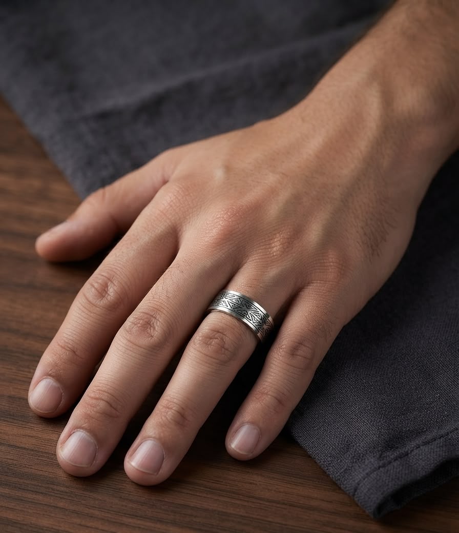 Men Designer Square Design Band Ring