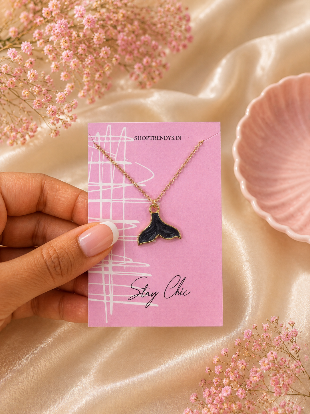 Women Golden Galaxy Mermaid Tail Dainty Necklace