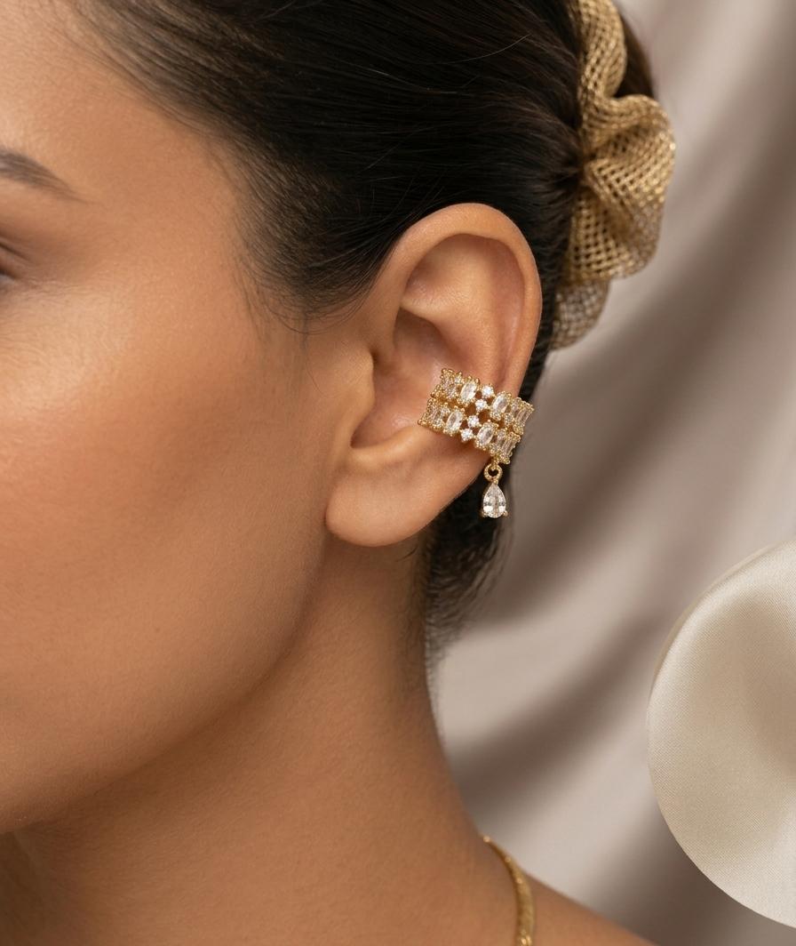 Women Golden Diamond Cuff Earcuff (Pressed) (Single Ear) - Nimé By Shop Trendys