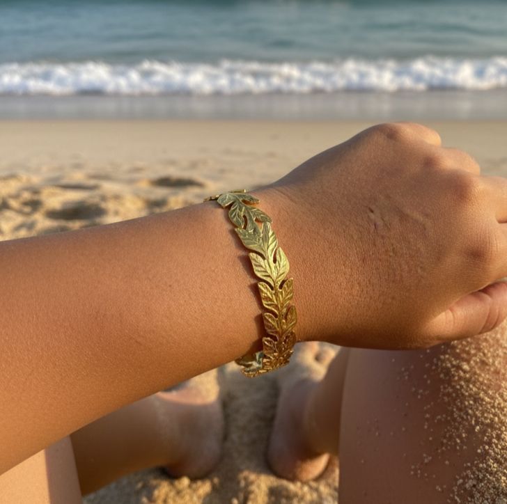 Women Leaf Cuff Kada Bracelet (Anti Tarnish) (Adjustable) - Nimé By Shop Trendys