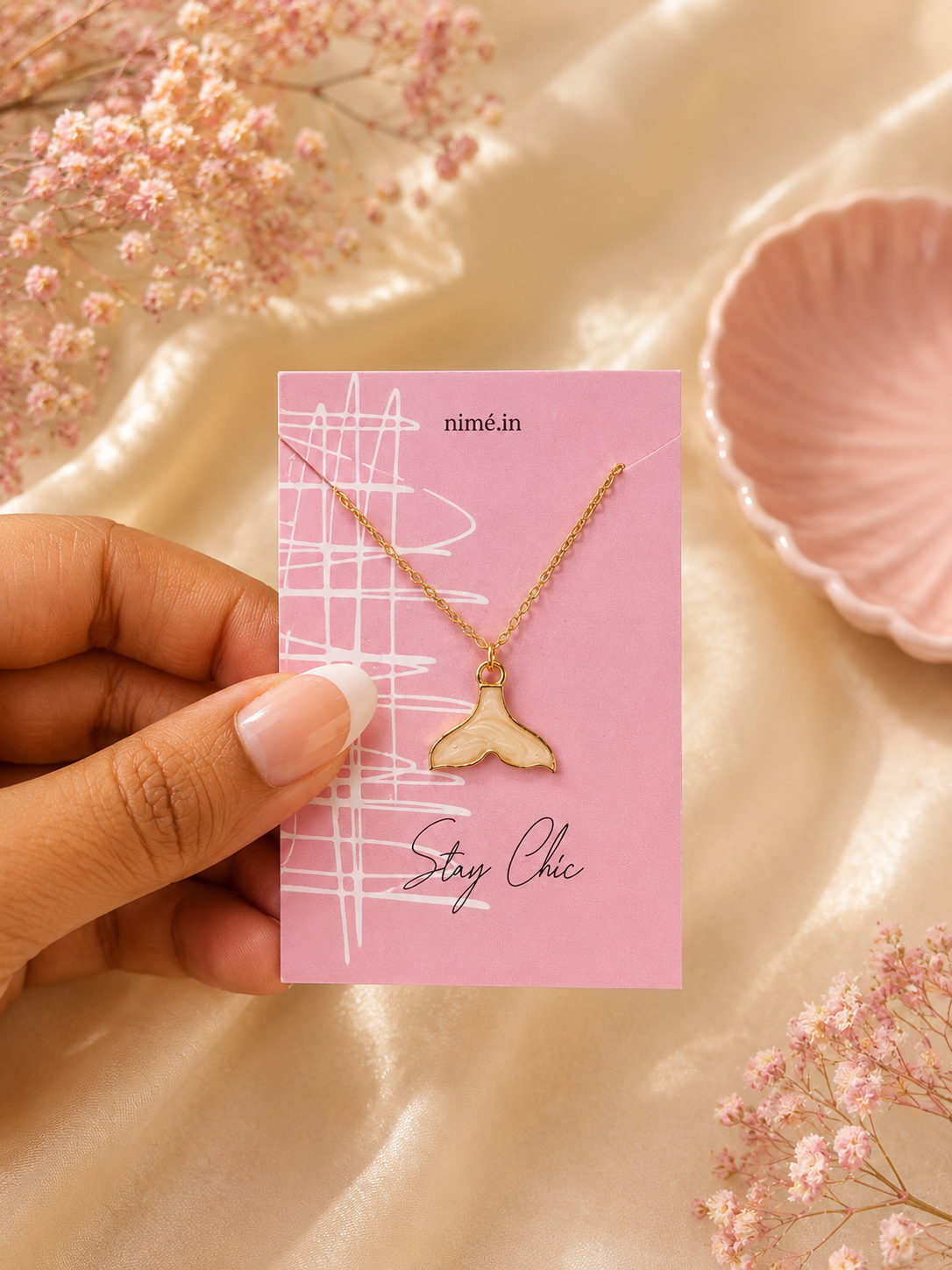 Women Golden Galaxy Mermaid Tail Dainty Necklace