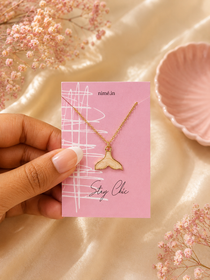 Women Golden Galaxy Mermaid Tail Dainty Necklace