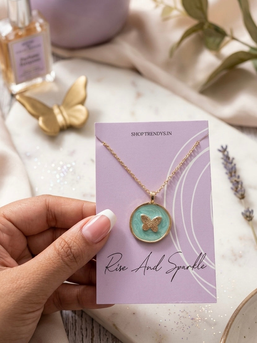 Women Golden Butterfly Galaxy Dainty Necklace