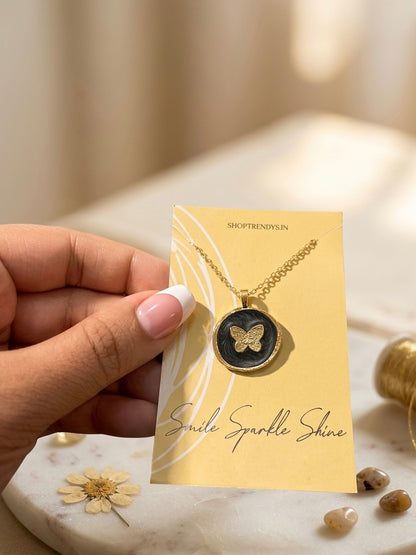 Women Golden Butterfly Galaxy Dainty Necklace