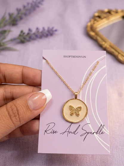 Women Golden Butterfly Galaxy Dainty Necklace