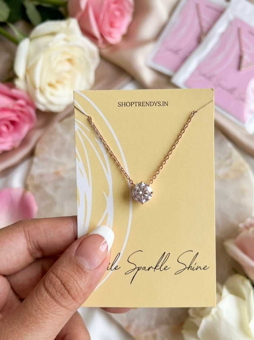 Women Solitaire Diamond Dainty Necklace