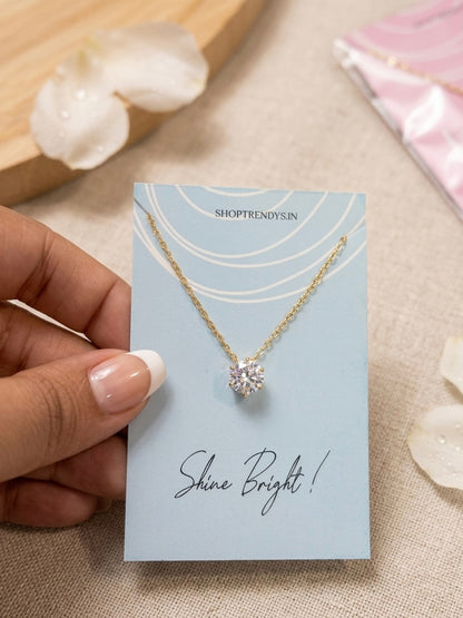 Women Solitaire Diamond Dainty Necklace