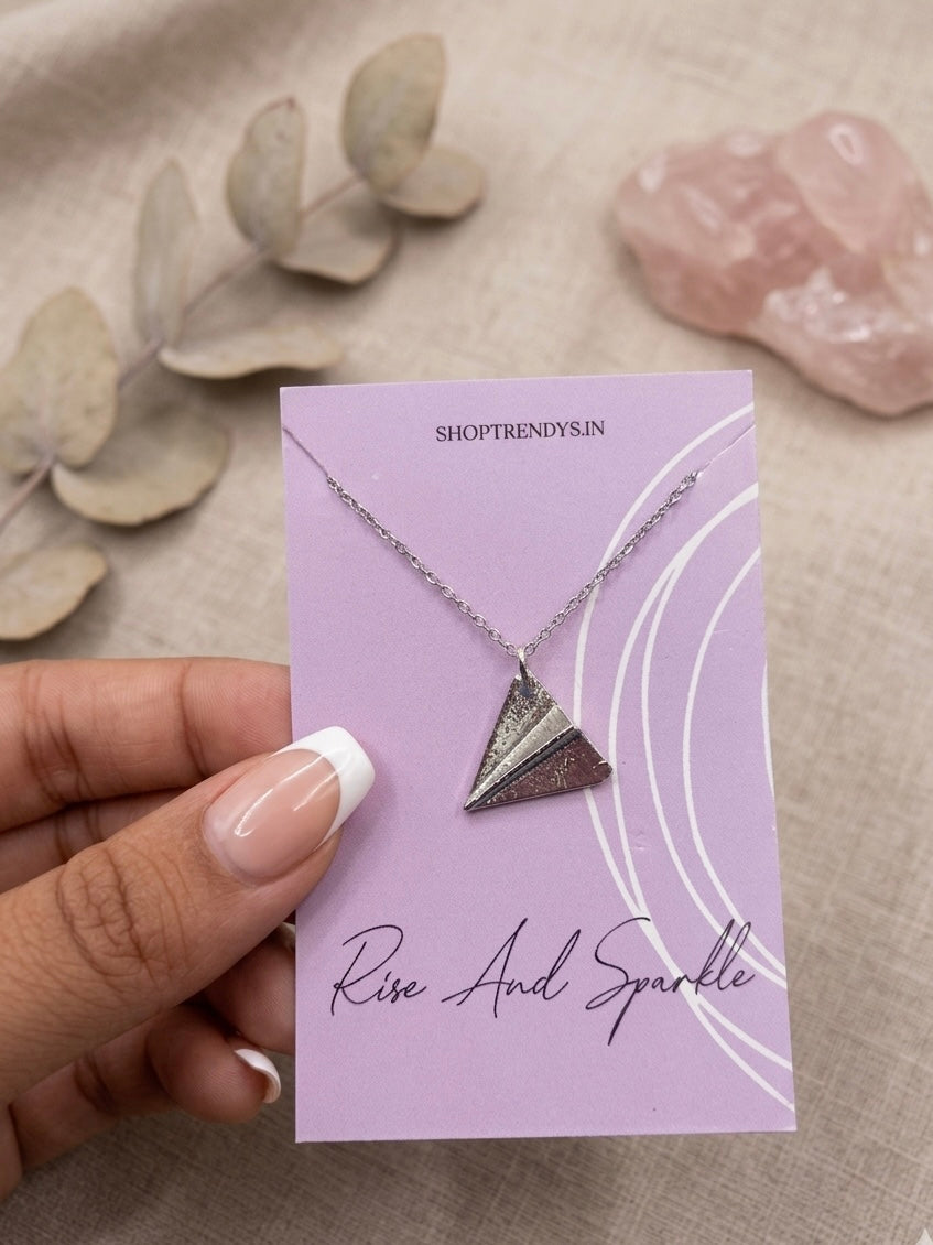 Women Origami Plane Dainty Necklace