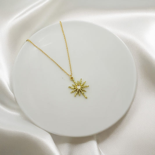 Tangled Golden Sun Diamond Women Necklace