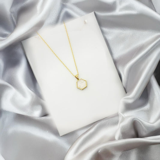 Golden Hexa Pearl Necklace
