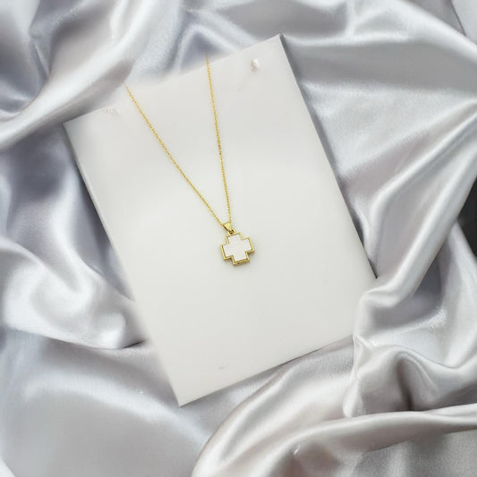Golden Cross Pearl Necklace
