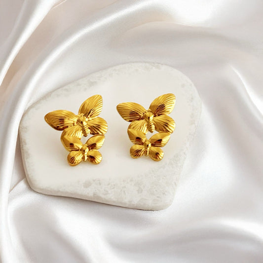 Halo Luxe Elegant Golden Butterfly Hoop Women Earring (Waterproof & Anti Tarnish)