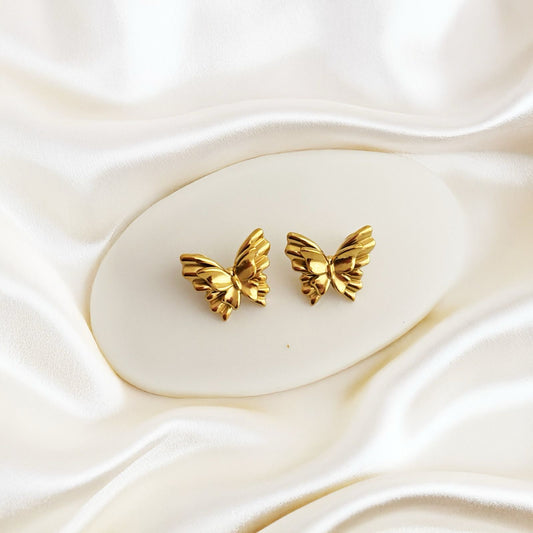Halo Luxe Radiant Butterfly Gold Stud Women Earring (Waterproof & Anti Tarnish)