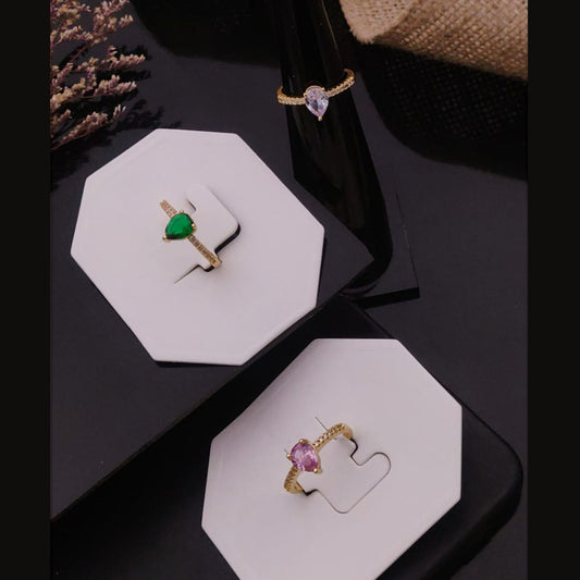 Golden Drop Solitaire Women Rings(Adjustable)
