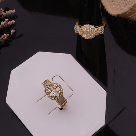 Oval Diamond Cluster Gold Women Rings(Adjustable)