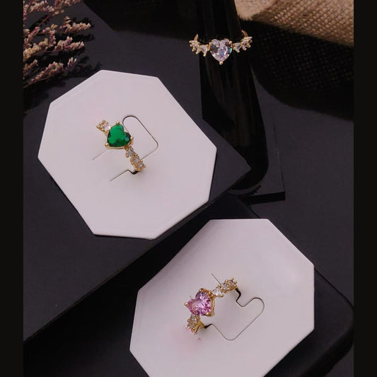 Heartstone Elegance Trio Women Rings (Adjustable)
