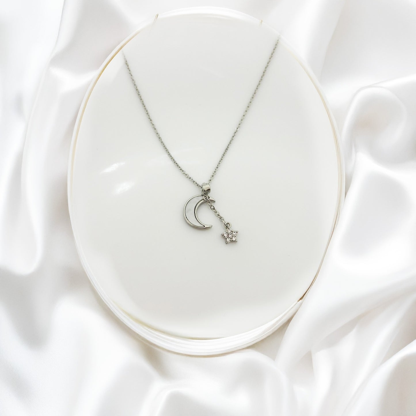 Celestial Women Necklace Moon & Star Charm (Stainless Steel)