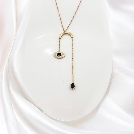 Dangling Evil Eye Drop Women Necklace(Stainless Steel)