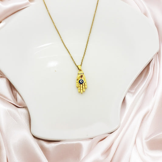 Hamsa Glow Women Necklace (Stainless Steel)