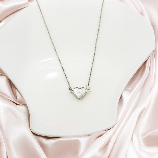 Pearl Heart Whisper Women Necklace (Stainless Steel)