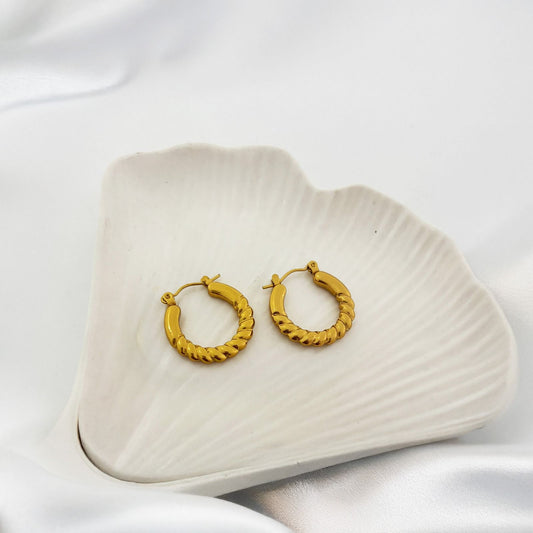 Golden Halo Luxe Style Twisted Hoop Earring Style 3 (Anti Tarnish)
